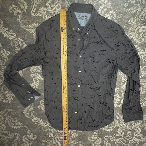 Banana Republic Men's Gray Graphic Print Slim Fit Shirt Size L - Picture 3 of 6
